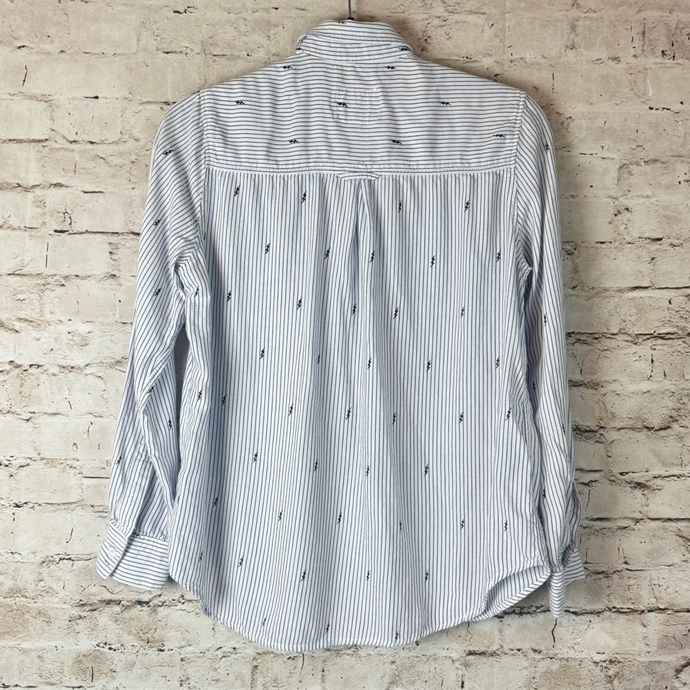 Rails Women's XS  Rocsi Flocked Lightning Pinstripe Long Sleeve Shirt Rayon - Picture 6 of 6